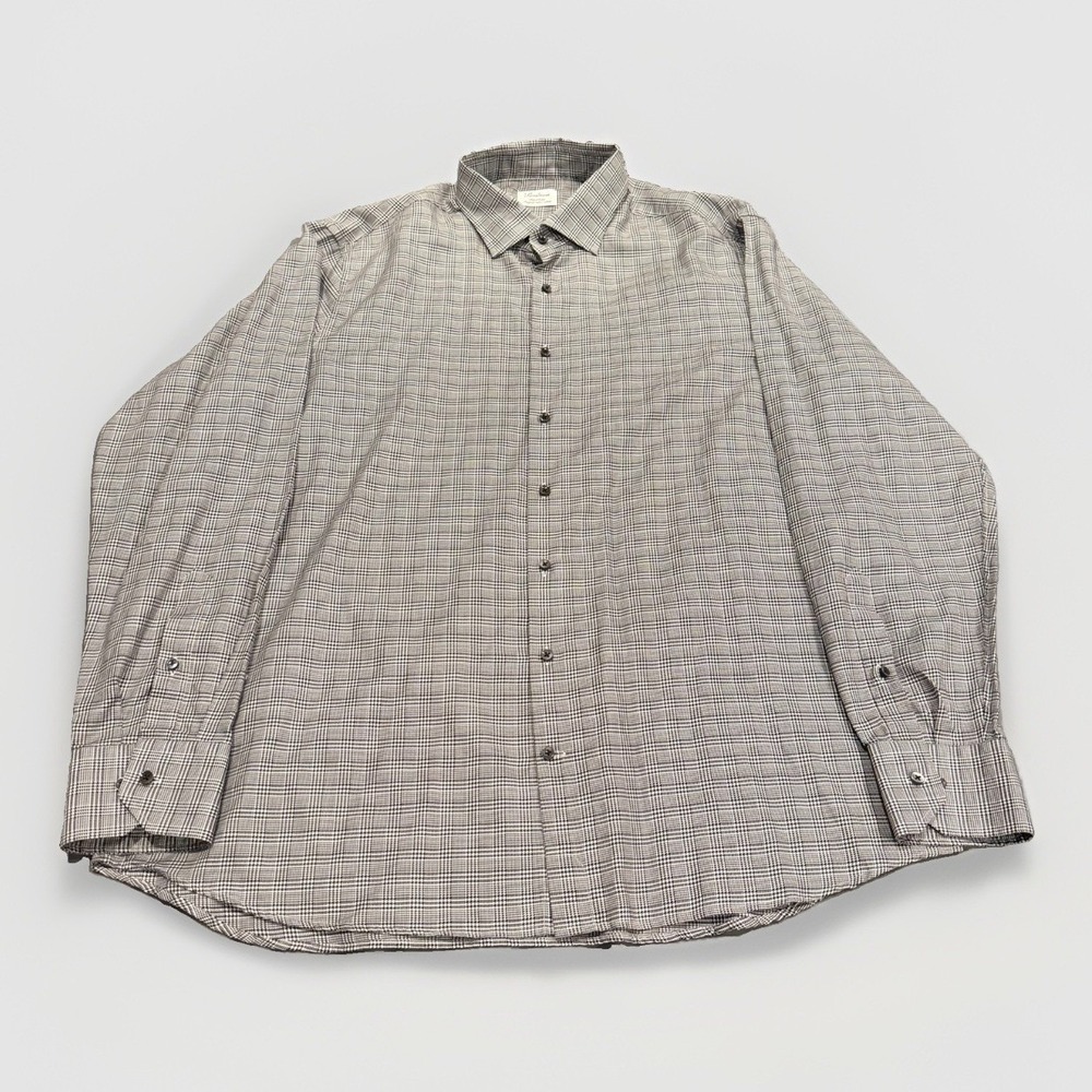 Stenstroms Houndstooth Fitted Body Twofold Cotton Dress Shirt Mens Sz 18 / 46